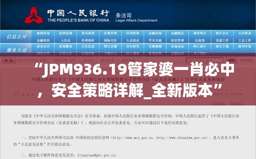 “JPM936.19管家婆一肖必中，安全策略详解_全新版本”